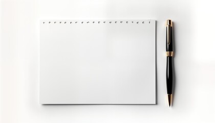 Aufkleber - Blank white paper mockup with black pen on white background. Ready for text design. Simple, clean office stationery. Great for presentations educational materials. Professional business personal use.