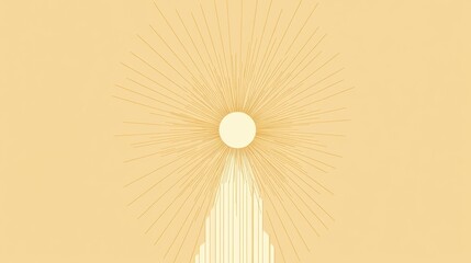 Aufkleber - Golden sun radiates warmth and light across a minimalistic yellow background during a serene sunrise moment. Generative AI