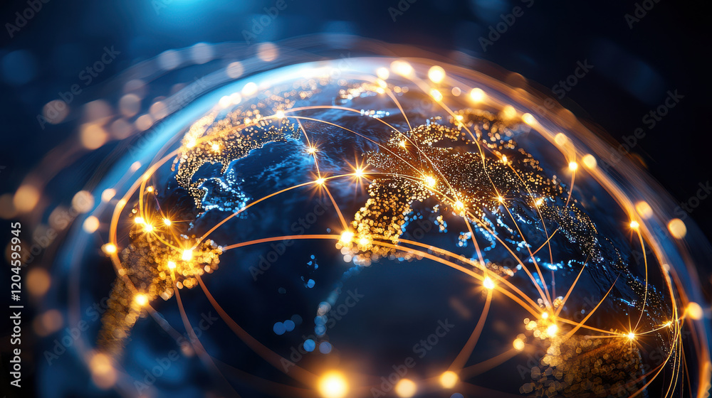 high resolution image of global network, showcasing interconnected ...