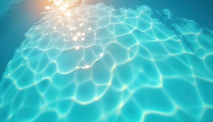 Aufkleber - Outdoor swimming pool water surface shows gentle ripples and sparkling sunlight reflections. Light blue and turquoise water patterns create a refreshing visual. No people are visible.