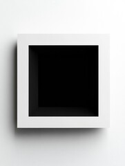Poster - Minimalistic wall frame showcasing a deep black void against a white background for artistic and design purposes. Generative AI