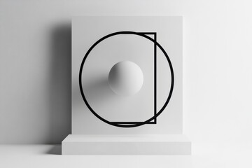 Aufkleber - Geometric shapes create a minimalist design in a well lit contemporary space. Generative AI