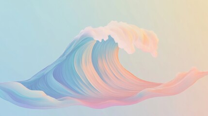 Aufkleber - Colorful wave illustration with soft pastel hues showing fluid motion and gentle curves in an artistic style. Generative AI