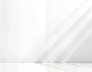 Poster - Empty white room with soft shadows. Sunlight casts gentle shadows on plain white wall, floor. Simple design for products advertising. Minimalist style. Perfect for modern presentations websites.
