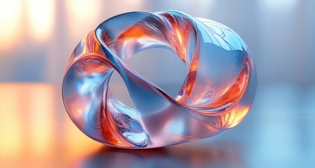 Poster - Futuristic Translucent Ring 3D Render with Soft Diffused Lighting and Minimalist Composition