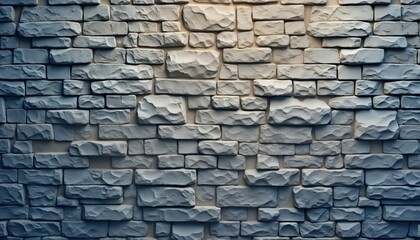 Poster - Gray stone wall texture shows pattern of irregular stone blocks. Light creates subtle variation in color, textured surfaces, joints. Design suitable for backgrounds in various media projects,