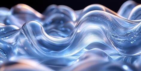 Poster - Abstract Glass Sculpture with Twisting Transparent Tubes and Soft Lighting in Minimalistic Setting