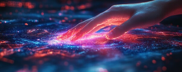 Aufkleber - Digital Landscape Holographic Interaction in Futuristic Technology Environment Artificial Intelligence and Big Data Analytics