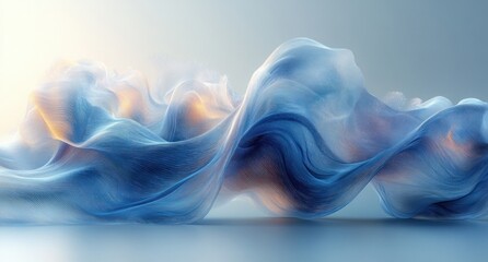 Leinwandbilder - Serene Blue Wave Abstract Flowing Lines Minimalist Design