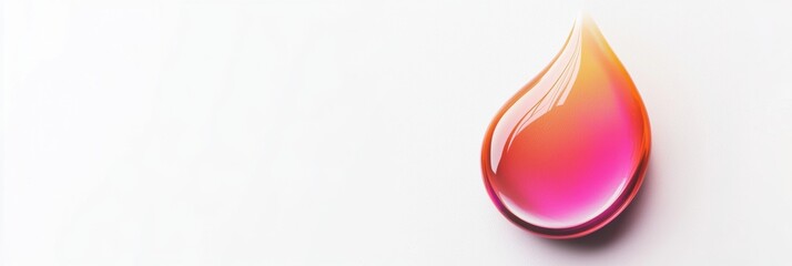 Leinwandbilder - Droplet of vibrant pink and orange liquid glistens on a smooth white surface during daylight hours. Generative AI