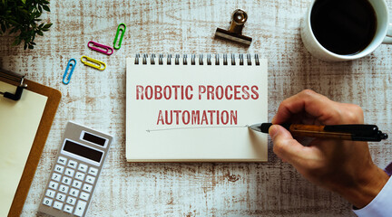 Poster - There is notebook with the word Robotic Process Automation. It is as an eye-catching image.