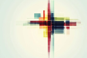 Aufkleber - Colorful abstract geometric shapes create a dynamic visual effect with vibrant hues and intersecting lines in contemporary art style. Generative AI