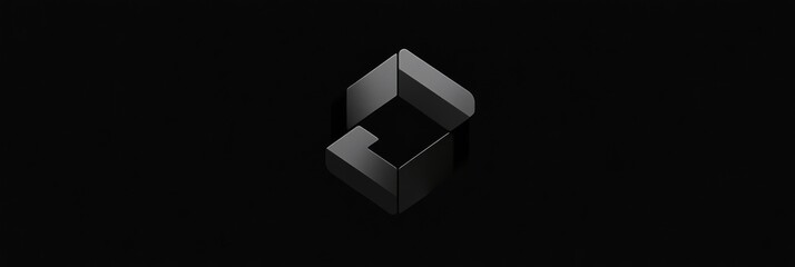 Aufkleber - Modern geometric logo design with a sleek black background and a minimalistic style conveying innovation and creativity. Generative AI