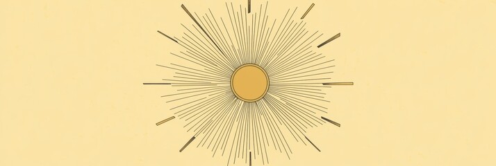 Poster - Bright yellow sunburst design with radiating lines creating a striking visual effect. Generative AI