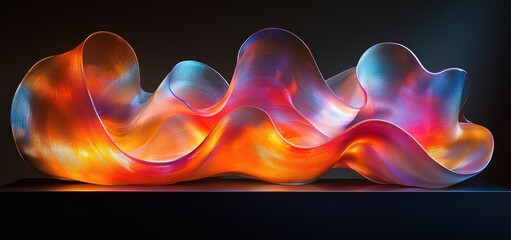 Poster - Iridescent Glass Abstract Sculpture Fluid Waves Modern Minimalism