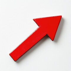 Aufkleber - Bright red arrow pointing upwards against a plain white background in a minimalistic style. Generative AI