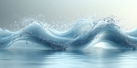 Poster - Serene Abstract Flowing Water Waves Minimalist Design High Resolution Iridescent Gradients