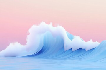 Poster - Majestic ocean wave crashing against serene pastel sky during sunset over tranquil waters. Generative AI
