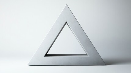 Fototapete - Abstract geometric triangle sculpture displayed against a minimalist background highlighting its clean lines and structure. Generative AI