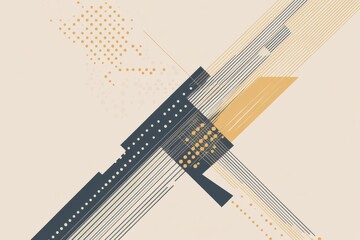 Aufkleber - Abstract design featuring geometric shapes and lines with a neutral background emphasizing modern aesthetics and minimalism. Generative AI