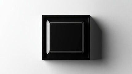 Poster - Modern black cube displayed in minimalist setting emphasizing clean lines and geometric design. Generative AI