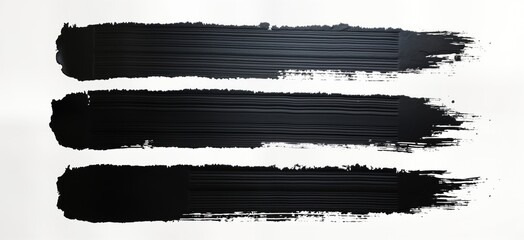 Poster - Abstract design with black paintbrush strokes on white background. Decorative artistic elements. Ideal for posters prints banners, videos. Paint textures create modern abstract artwork. Horizontal