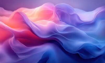 Fototapete - Minimalist Abstract Shapes in Blue and Purple, 3D Rendered with Soft Lighting and Curves