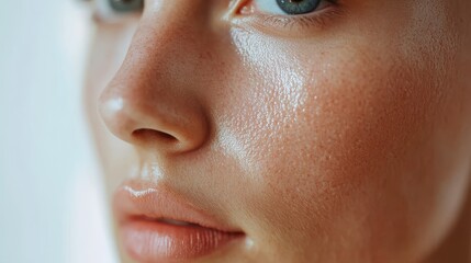 Wall Mural - Closeup Portrait of Woman's Face, Glowing Skin