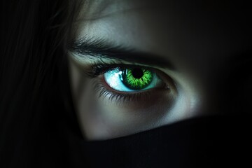 Poster - A Close Up Of A Striking Green Eye Partially Hidden