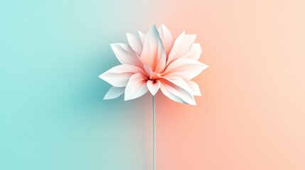 Aufkleber - Beautiful pink and white flower against a soft gradient background in blue and peach tones. Generative AI