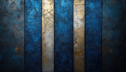 Poster - Modern Abstract Artwork with Metallic Stripes and Soft Lighting in Blue and Silver Color Palette
