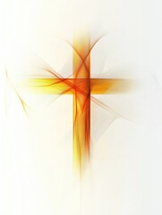 Poster - Abstract representation of a cross created with flowing colors and shapes in a minimalist style. Generative AI