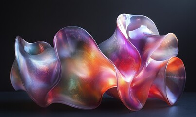 Poster - Vibrant Abstract Glass Sculpture with Reflective Surfaces and Dramatic Lighting