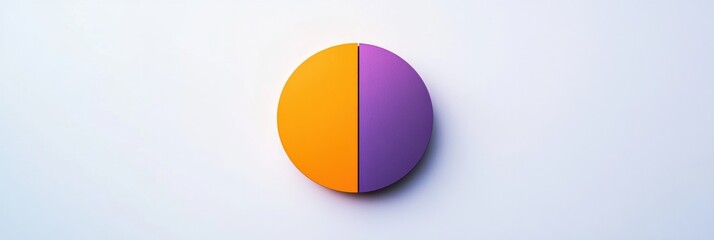 Aufkleber - Half orange and half purple circular shape on a white background representing color contrast and creativity. Generative AI