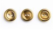 © art - Three gold buttons on a white background.
