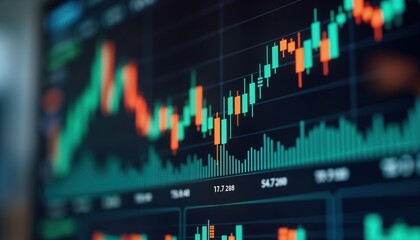 Poster - digital display shows stock market data. financial dashboard with charts, numbers. comprehensive rep