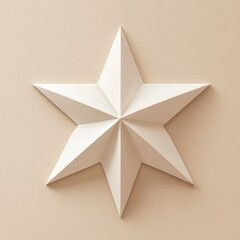 Aufkleber - Three dimensional white star decoration on a beige wall with soft shadows creating a modern aesthetic. Generative AI