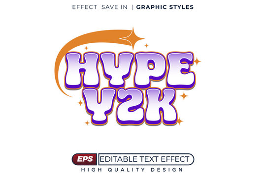 Editable 3d text effect hype y2k