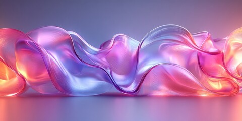 Poster - Hyper-realistic 3D Glass Ribbons Abstract Background Design Soft Pastel Colors Modern Structure