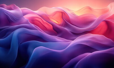 Poster - Curved Abstract Shapes in Purple and Blue with Soft Lighting