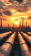 © DeepView - Industrial Refinery at Sunset with Pipelines