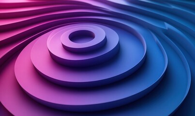 Aufkleber - Minimalist abstract gradient circles in blue and purple three-dimensional design