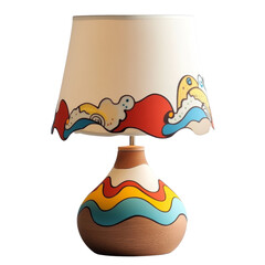 Poster - A stylish table lamp features an abstract wave pattern on its shade and base, adding a touch of modern art to any room.