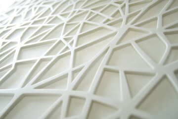 Poster - Unique design of a white textured panel showcasing modern geometric patterns in an interior setting. Generative AI