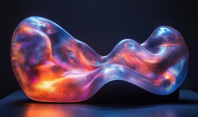 Aufkleber - Abstract Futuristic Sculpture 3D Render Neon Lights Ethereal Design