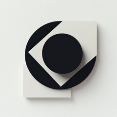 Poster - Abstract geometric shapes in black and white arranged artistically on a light background. Generative AI