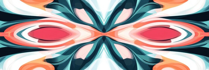 Poster - Beautiful abstract art with vibrant colors blending seamlessly in a symmetrical design. Generative AI