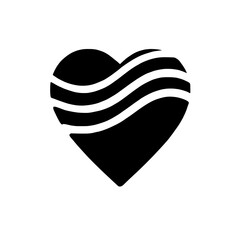 Poster - Heart with Waves: A stylized black heart graphic featuring three elegant, flowing wave lines, symbolizing love, peace, or a sense of calm and fluidity.