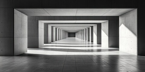 Aufkleber - Futuristic Concrete Studio Tunnel with Neon Lights Industrial Space Grunge Design