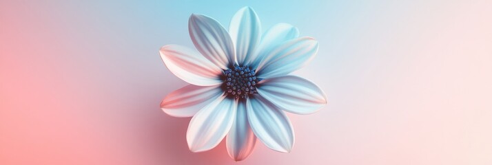 Leinwandbilder - Colorful daisy flower against a soft gradient background creating a serene atmosphere for relaxation and reflection. Generative AI